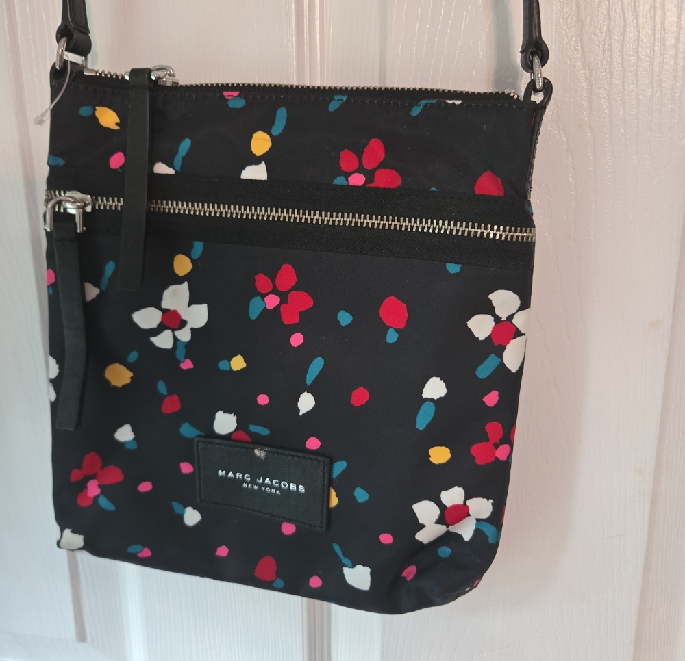 Marc Jacobs Black Floral Print Crossbody with Multicolor Accents